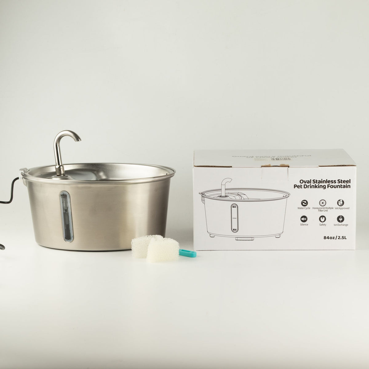 PAW Food Bowls - Electric Water Fountain 2.5 Litre - USB - Stainless Steel (304)