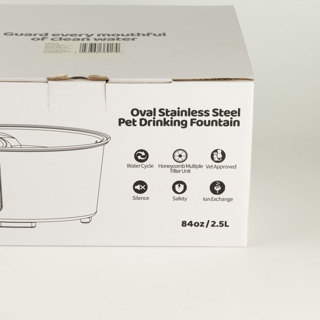 PAW Food Bowls - Electric Water Fountain 2.5 Litre - USB - Stainless Steel (304)