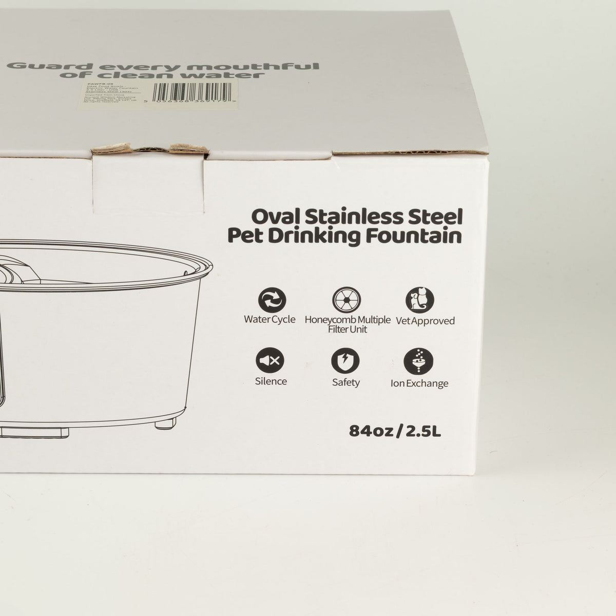PAW Food Bowls - Electric Water Fountain 2.5 Litre - USB - Stainless Steel (304)