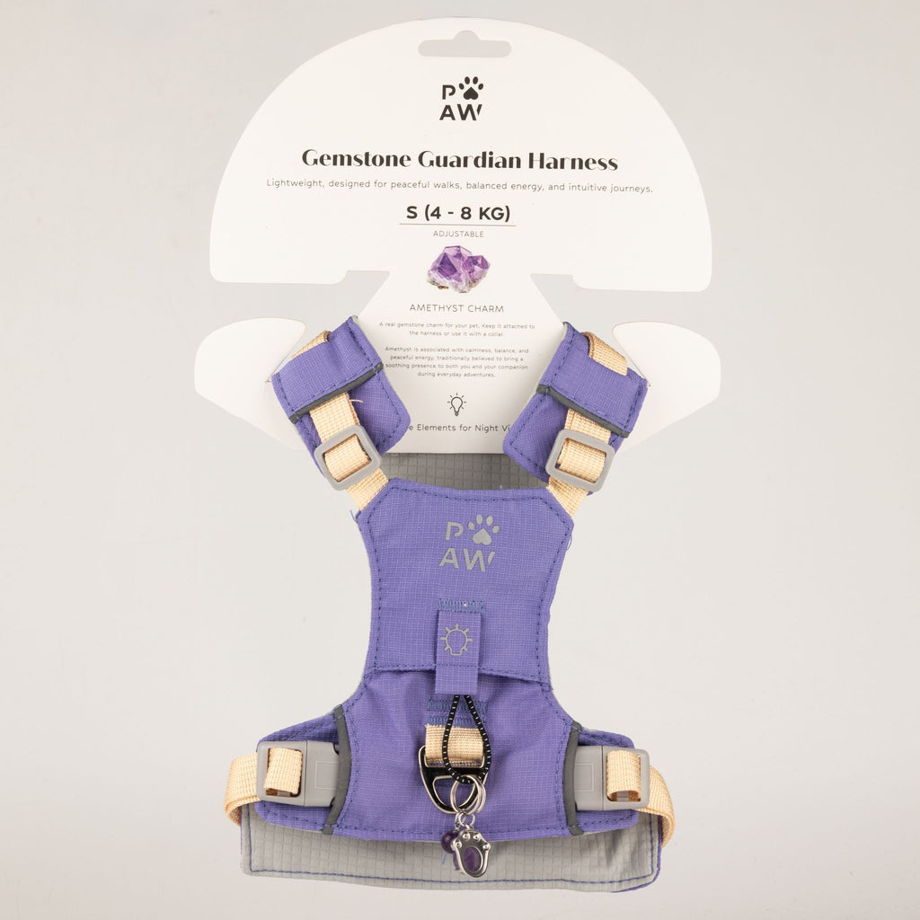 PAW - S (4-8Kg) Dog Step-in Guardian Harness with Reflective Mesh - Lavender - Amethyst Charm