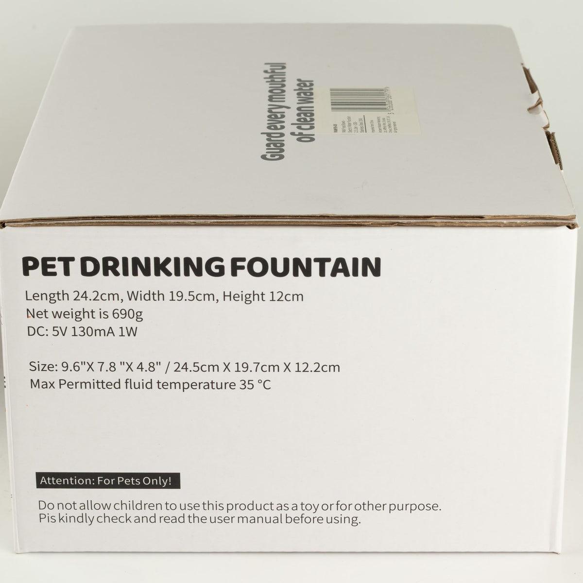 PAW Food Bowls - Electric Water Fountain 2.5 Litre - USB - Stainless Steel (304)