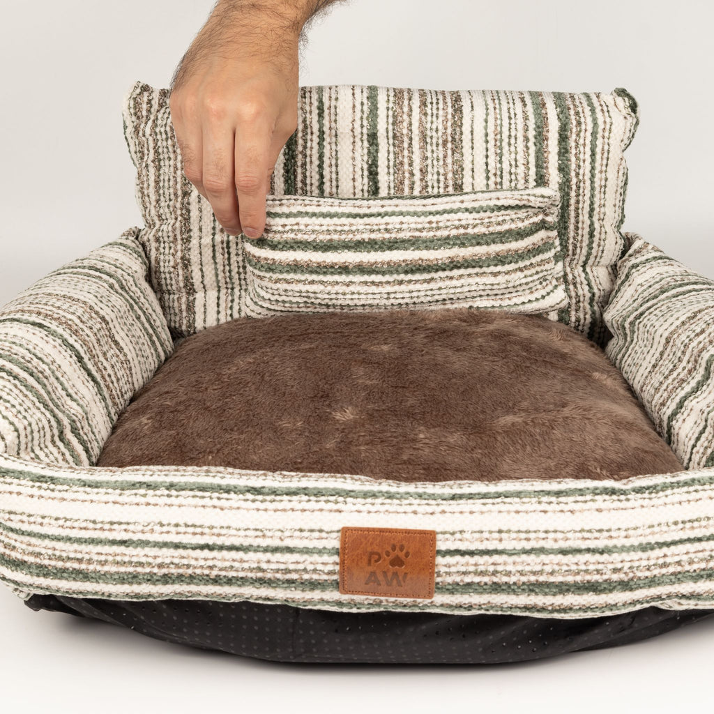 PAW Bed – Small Sofa – Brown Stripes – 50 × 50 × 26cm