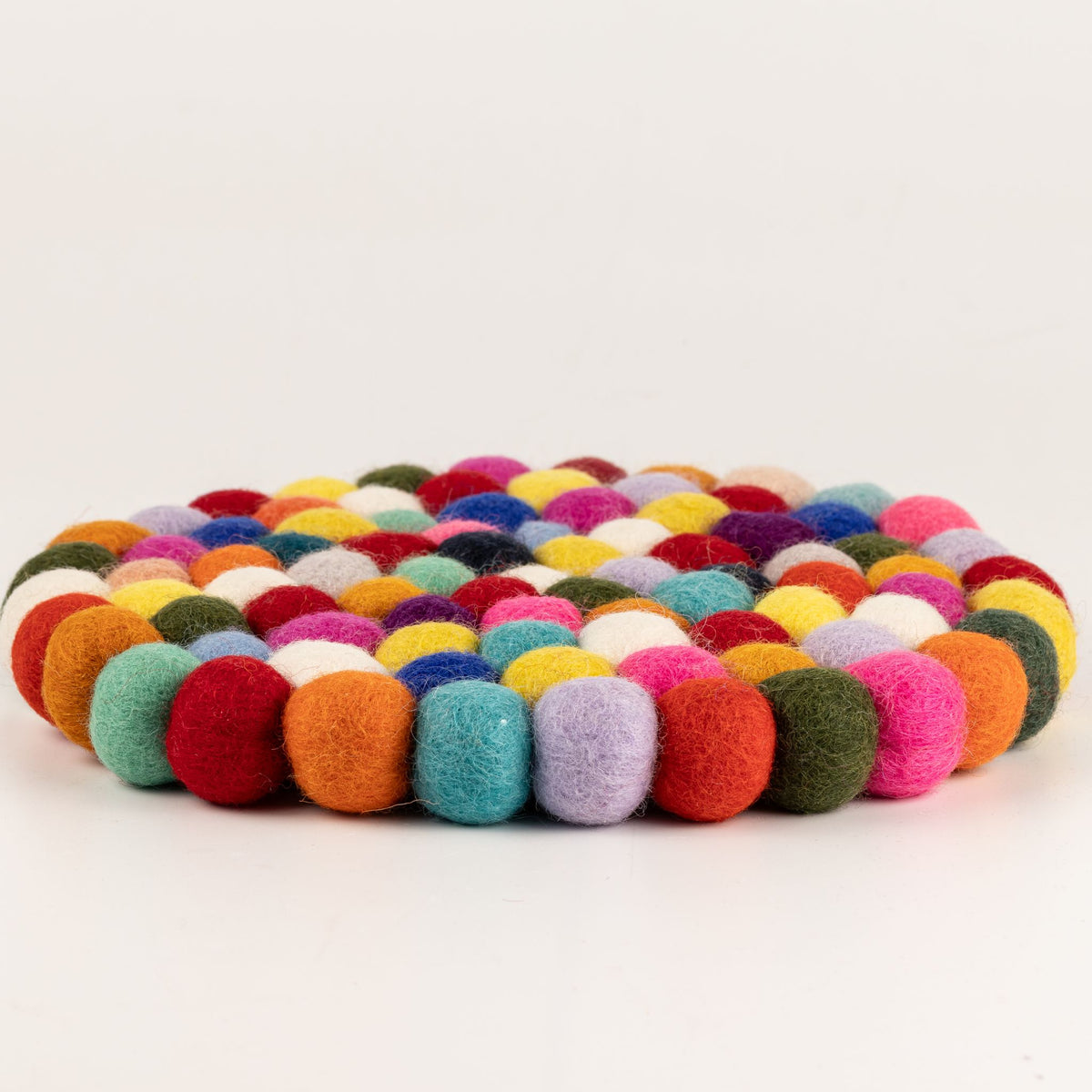 Felt Ball Round Placemat - Multi Colour