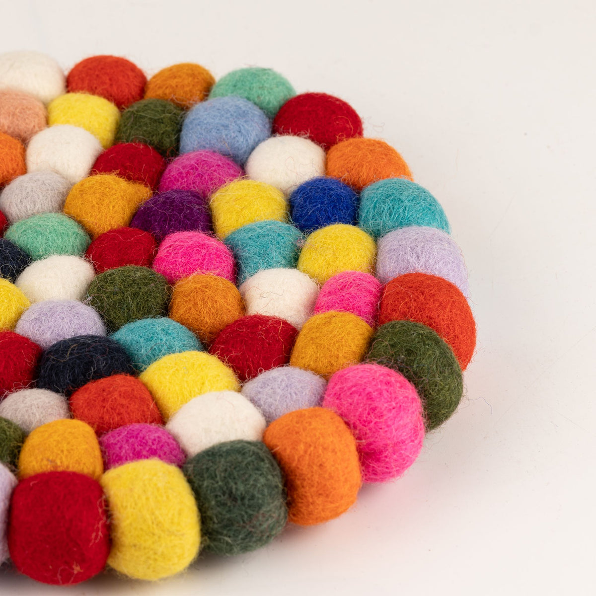 Felt Ball Round Placemat - Multi Colour