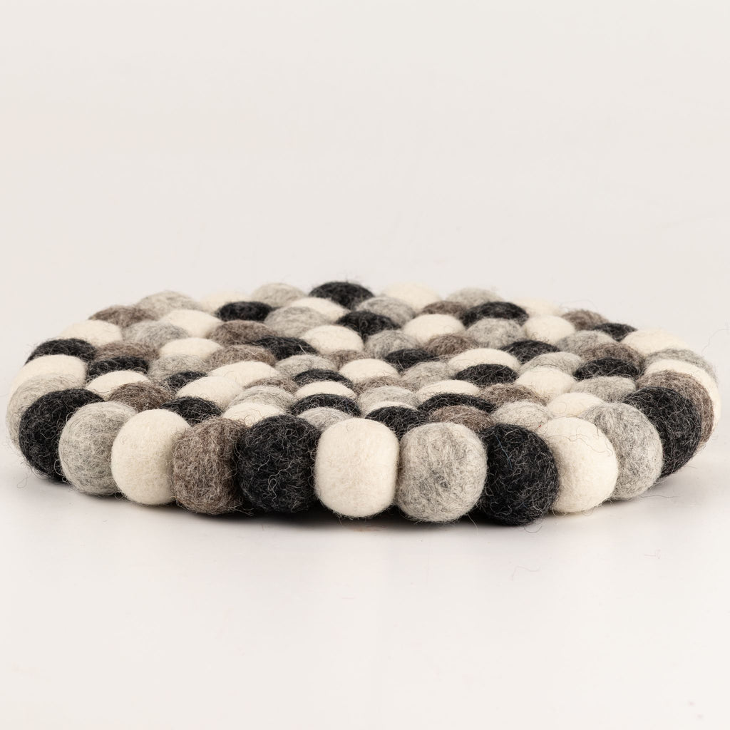 Felt Ball Round Placemat- Multi Grey Colour
