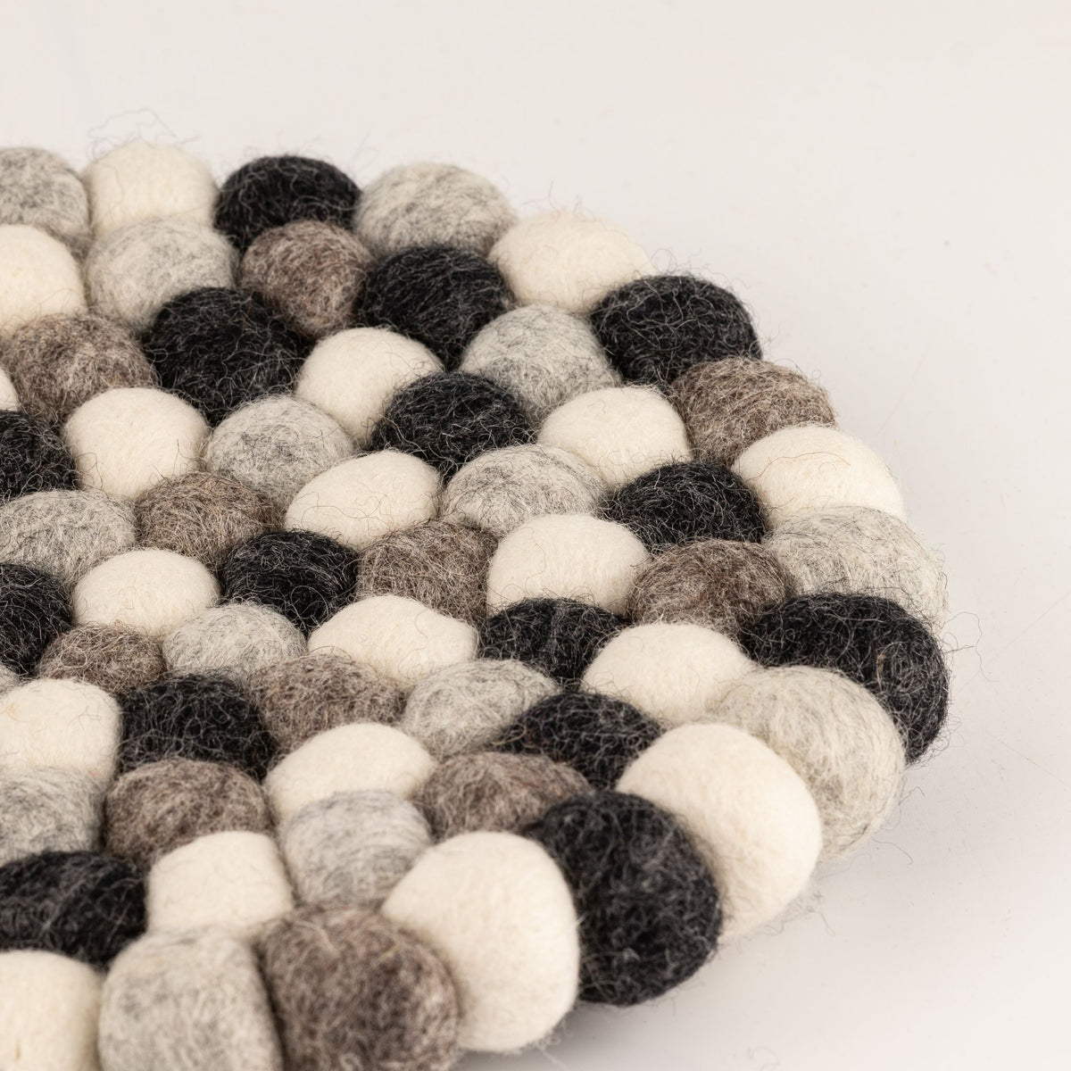 Felt Ball Round Placemat- Multi Grey Colour
