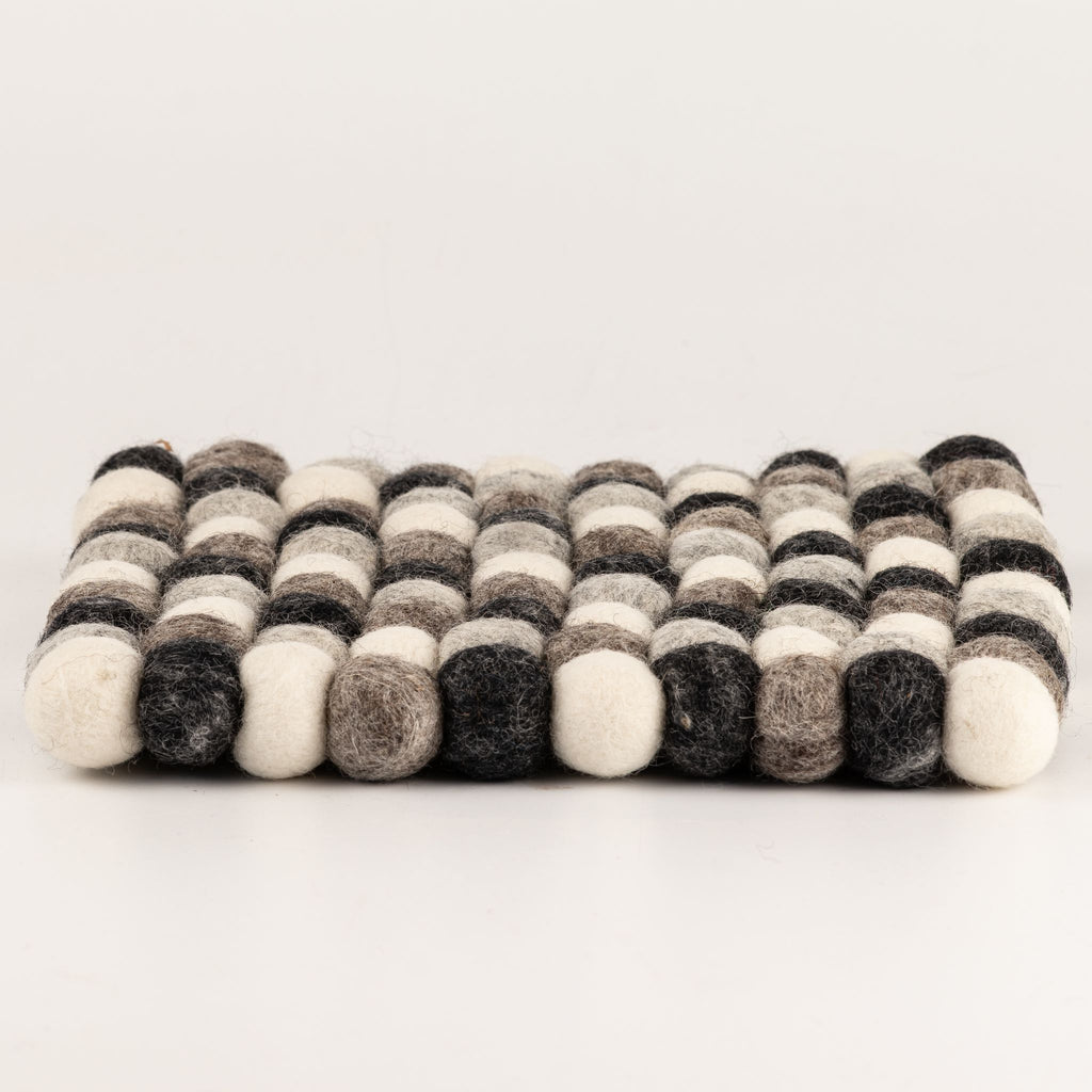 Felt Ball Square Placemat -Multi Grey Colour