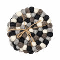 Felt Ball Round Coasters - Multi Grey colour (set of 4)