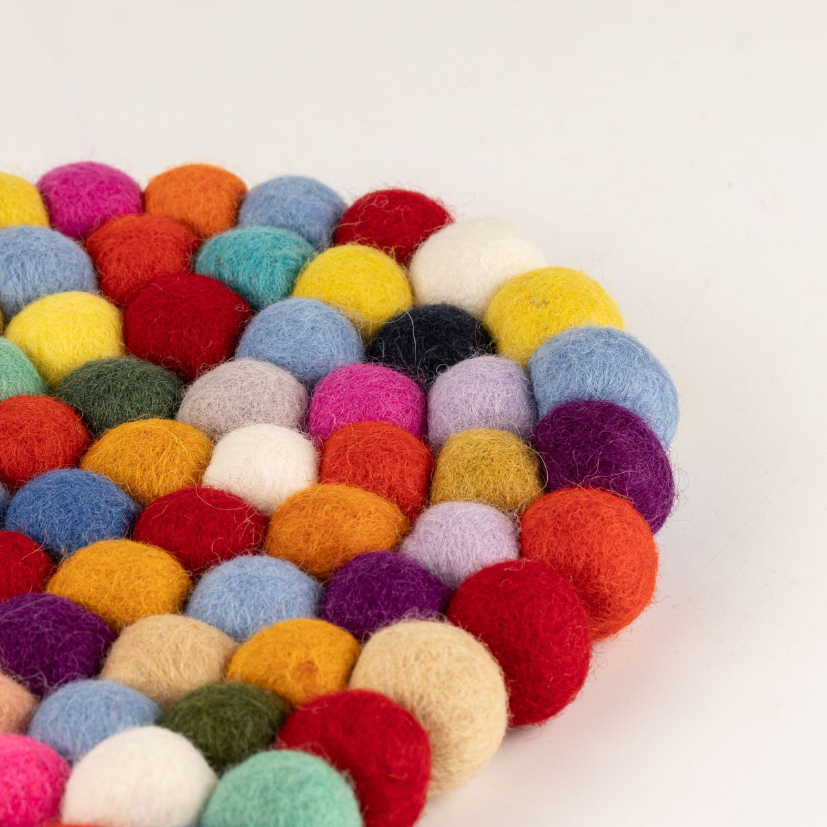 Felt Ball Oval Centre Mat - Multi Colour