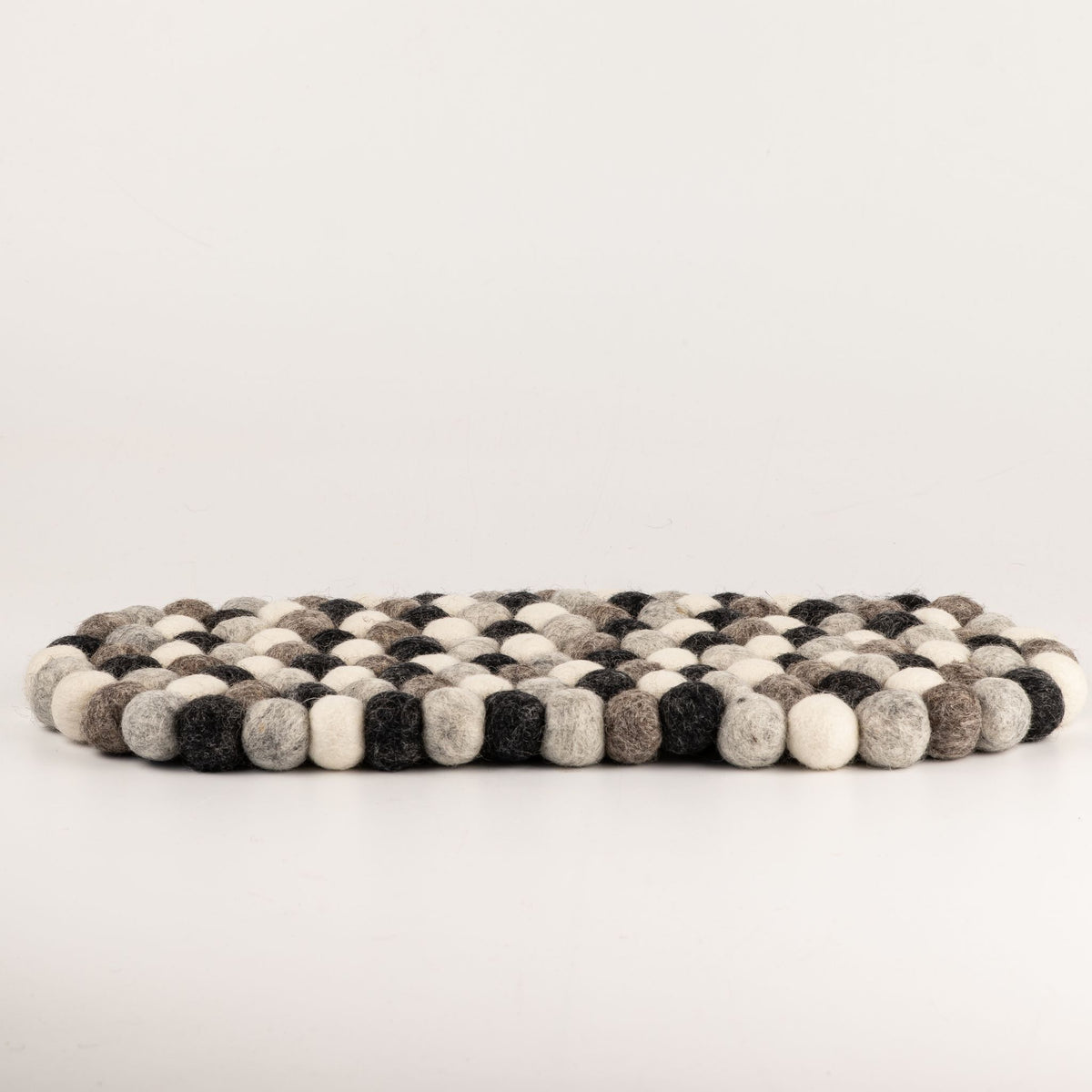 Felt Ball Oval Centre Mat - Multi Grey Colour