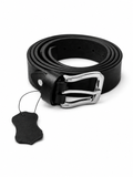 Black Full-Grain Leather Belt — Classic Buckle - view 1