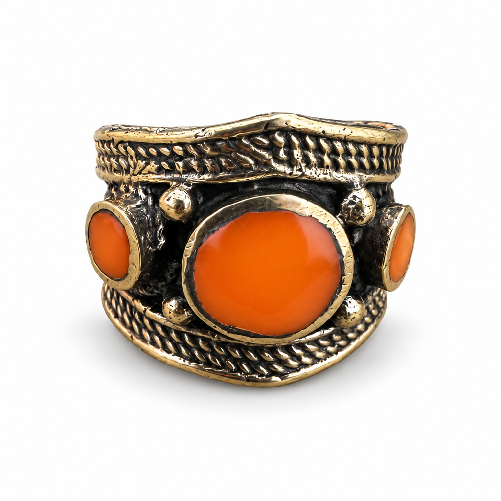Orange adjustable handmade statement ring