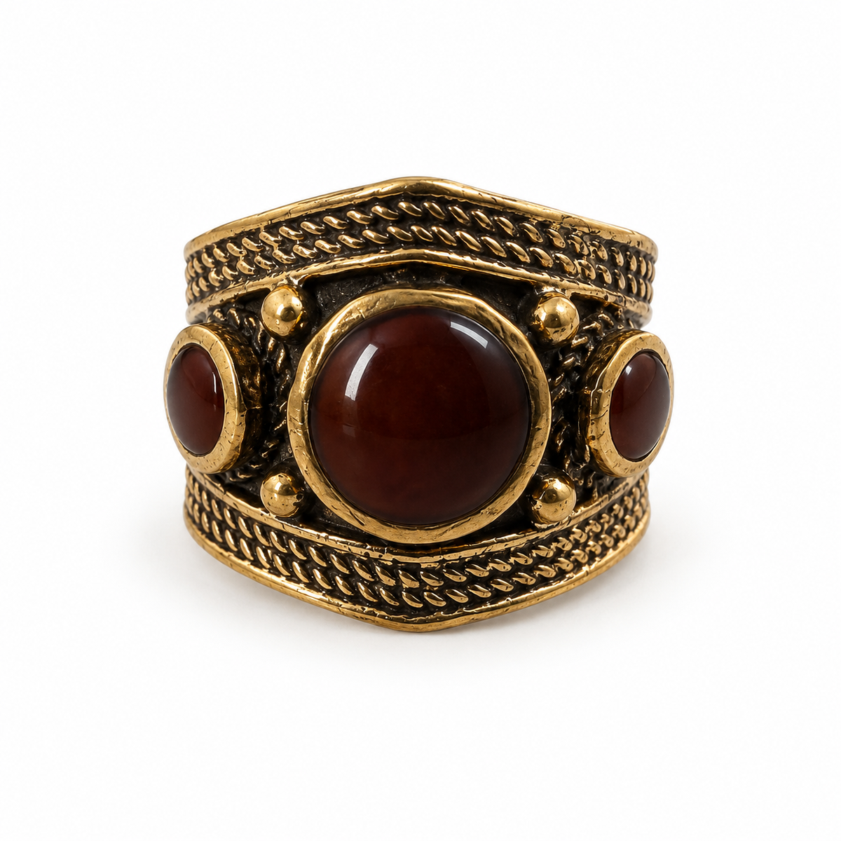 Brown adjustable handmade statement ring