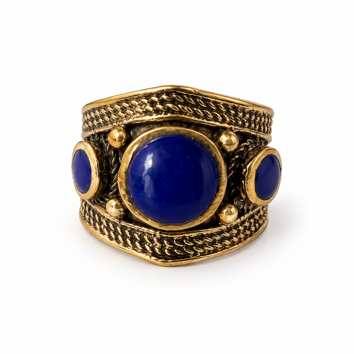 Blue adjustable handmade statement ring