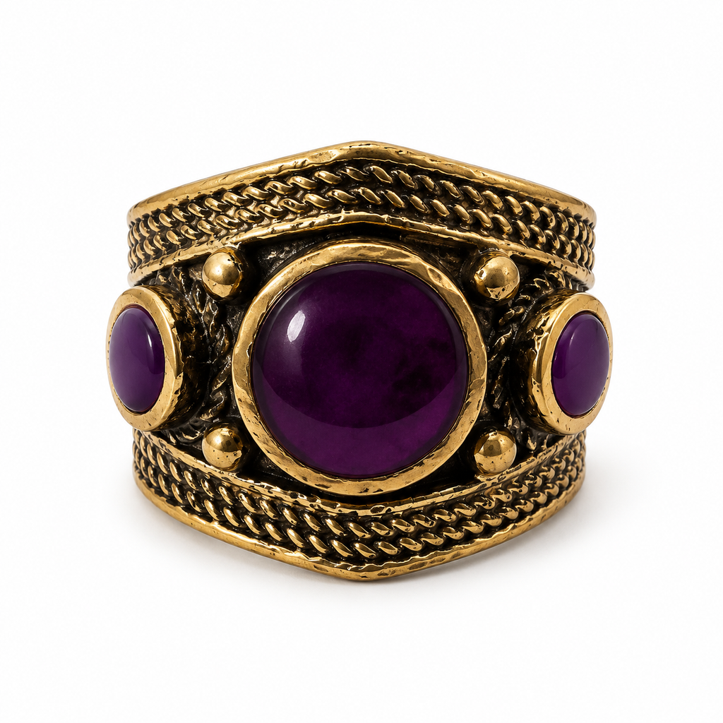 Purple adjustable handmade statement ring