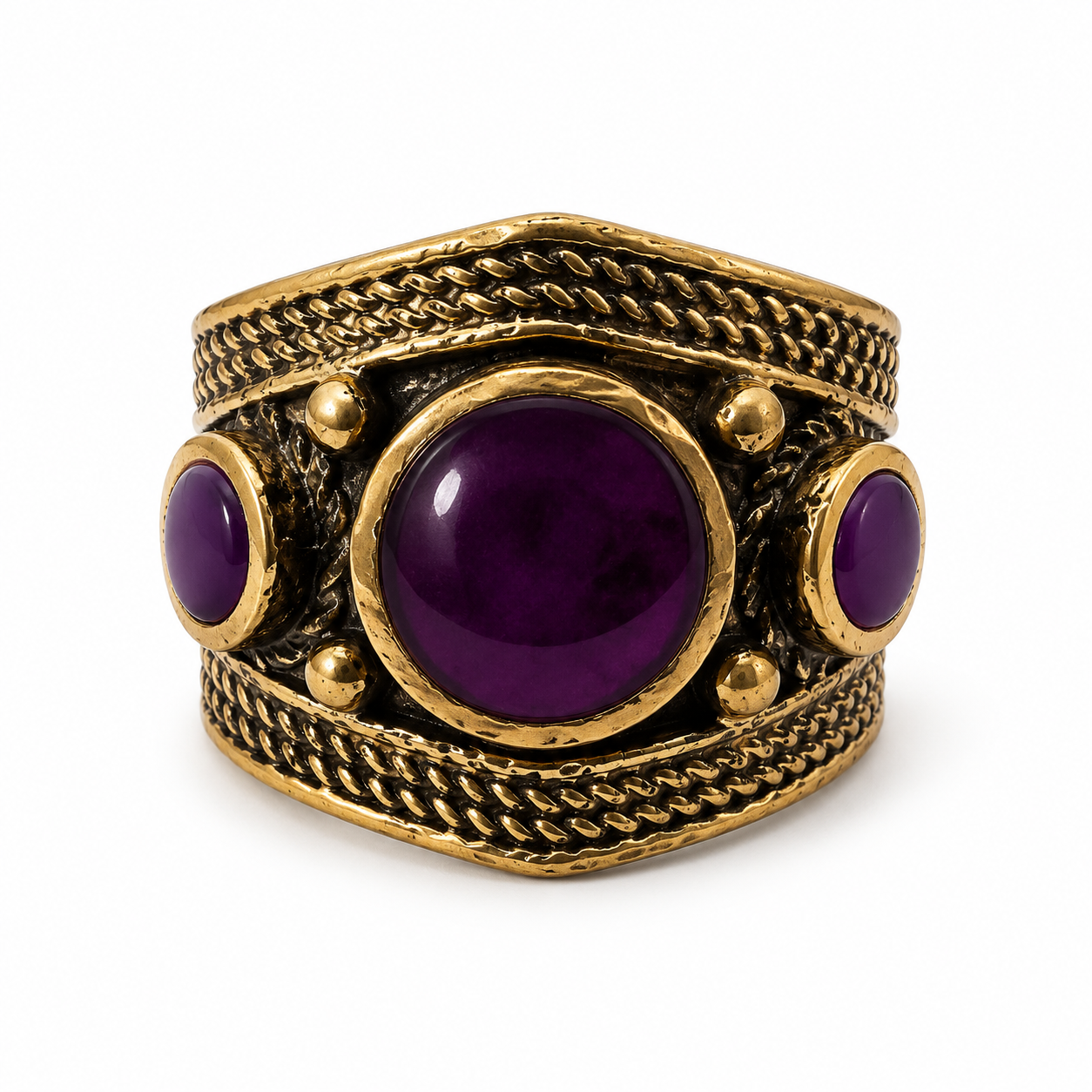 Purple adjustable handmade statement ring