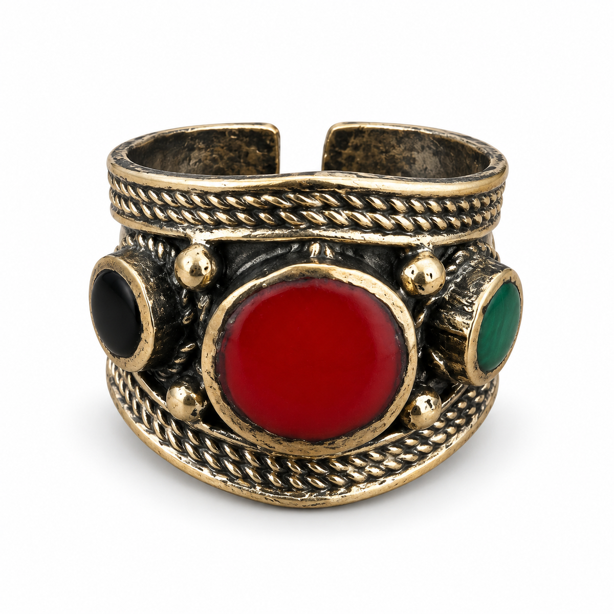 Red adjustable handmade statement ring