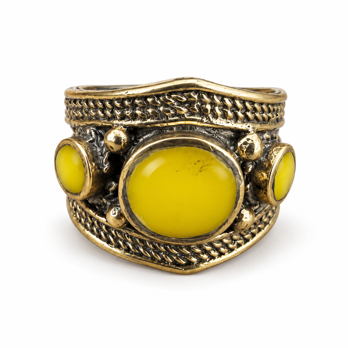Yellow adjustable handmade statement ring