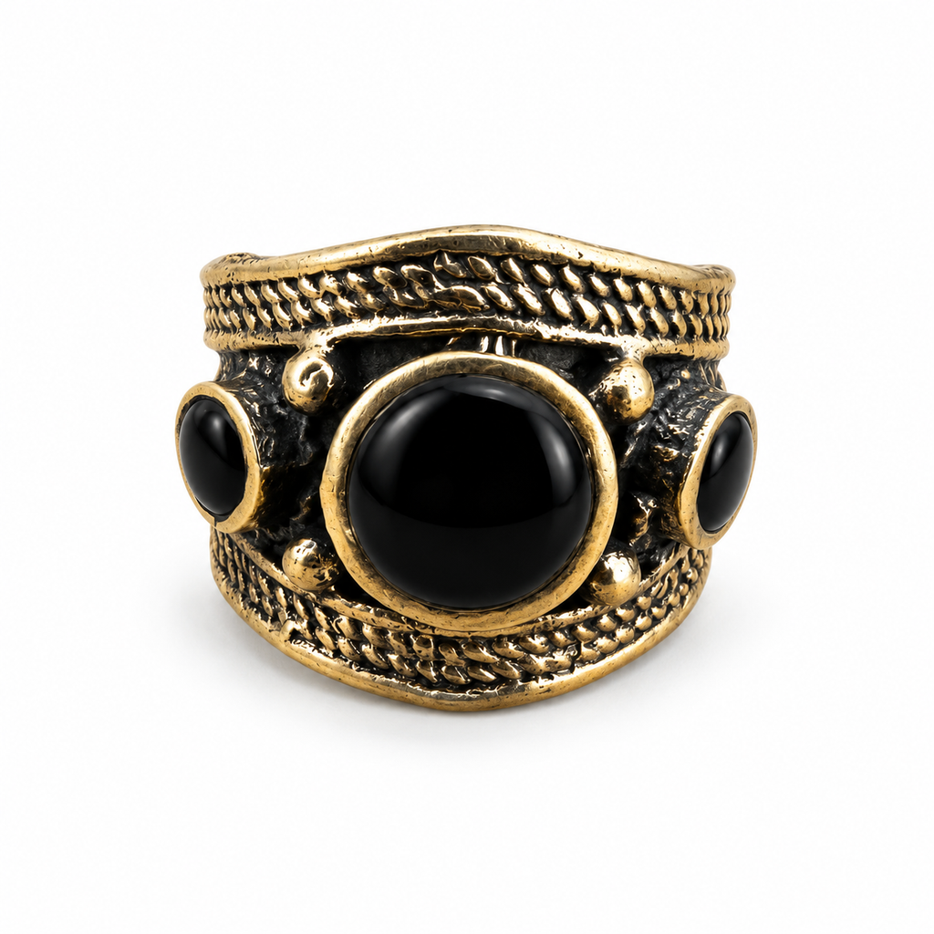 Black adjustable handmade statement ring