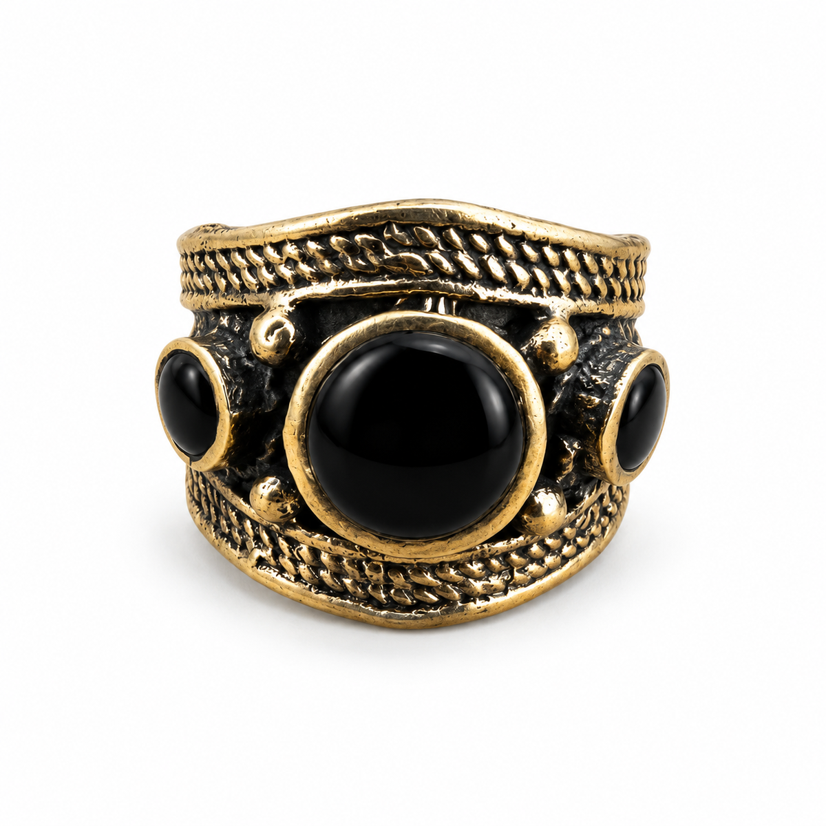 Black adjustable handmade statement ring