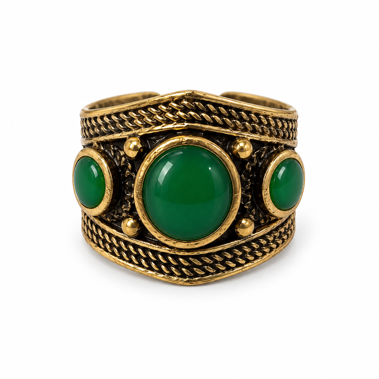 Green adjustable handmade statement ring