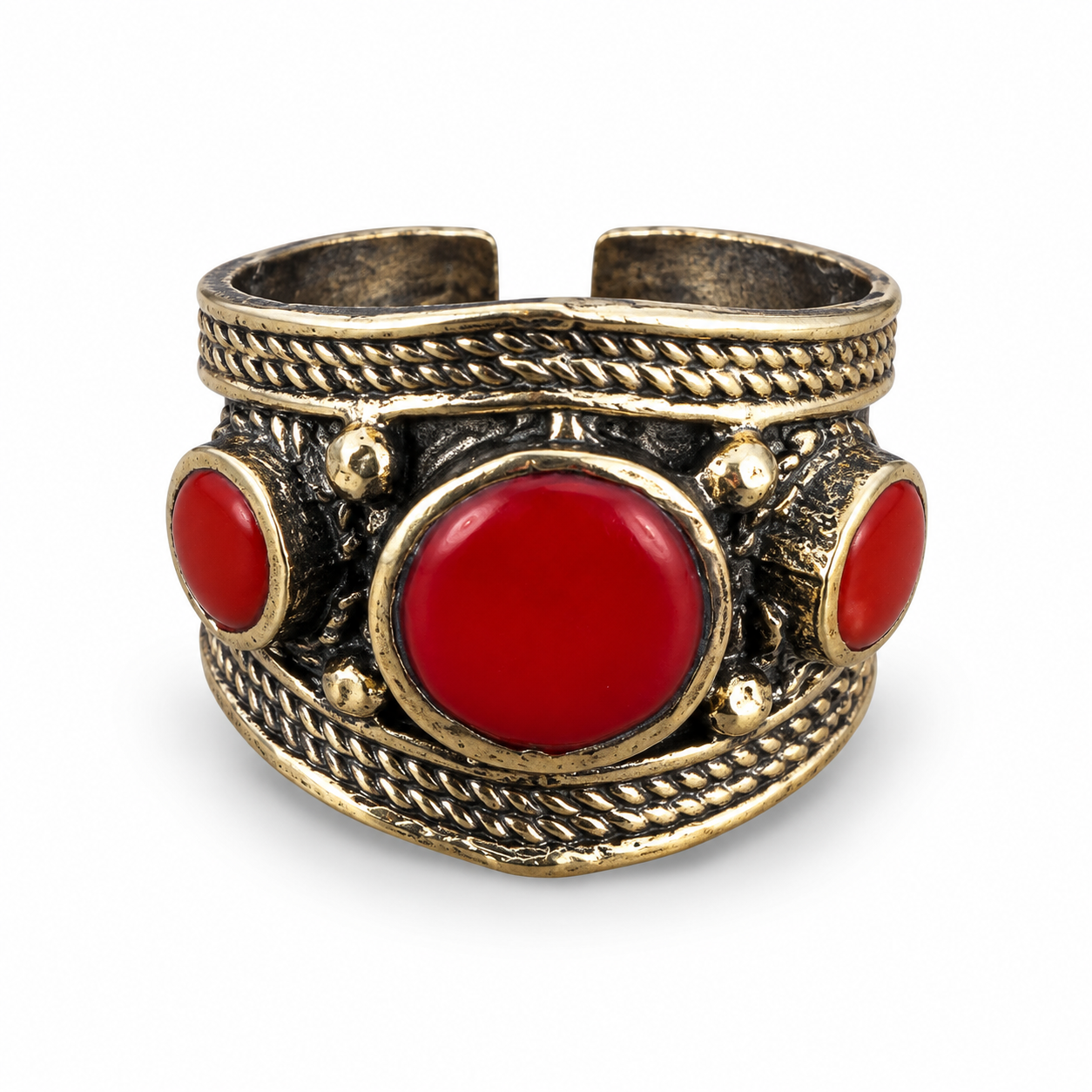 Red Multi adjustable handmade statement ring