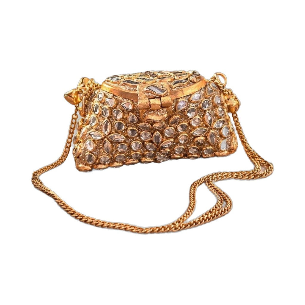 Yay Clutch Baby – Golden Kundan Mini Clutch