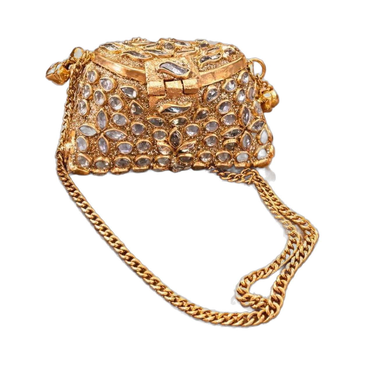 Yay Clutch Baby – Golden Kundan Mini Clutch